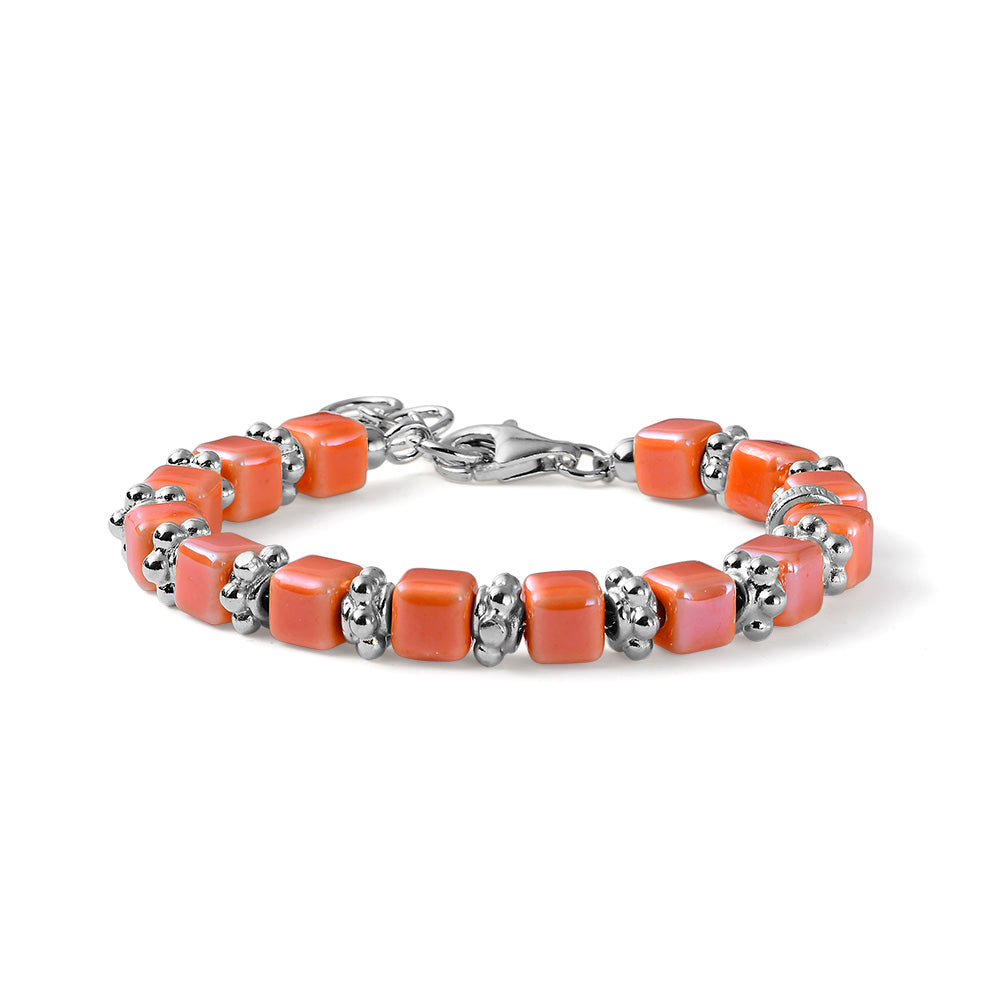RIVIERA DAMEN-ARMBAND AUS KERAMIK, SÜSSE UND SILBERBLUMEN
