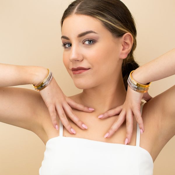 ROSEVERGOLDETES, STARKES ARMBAND MIT ZIRKONIA
