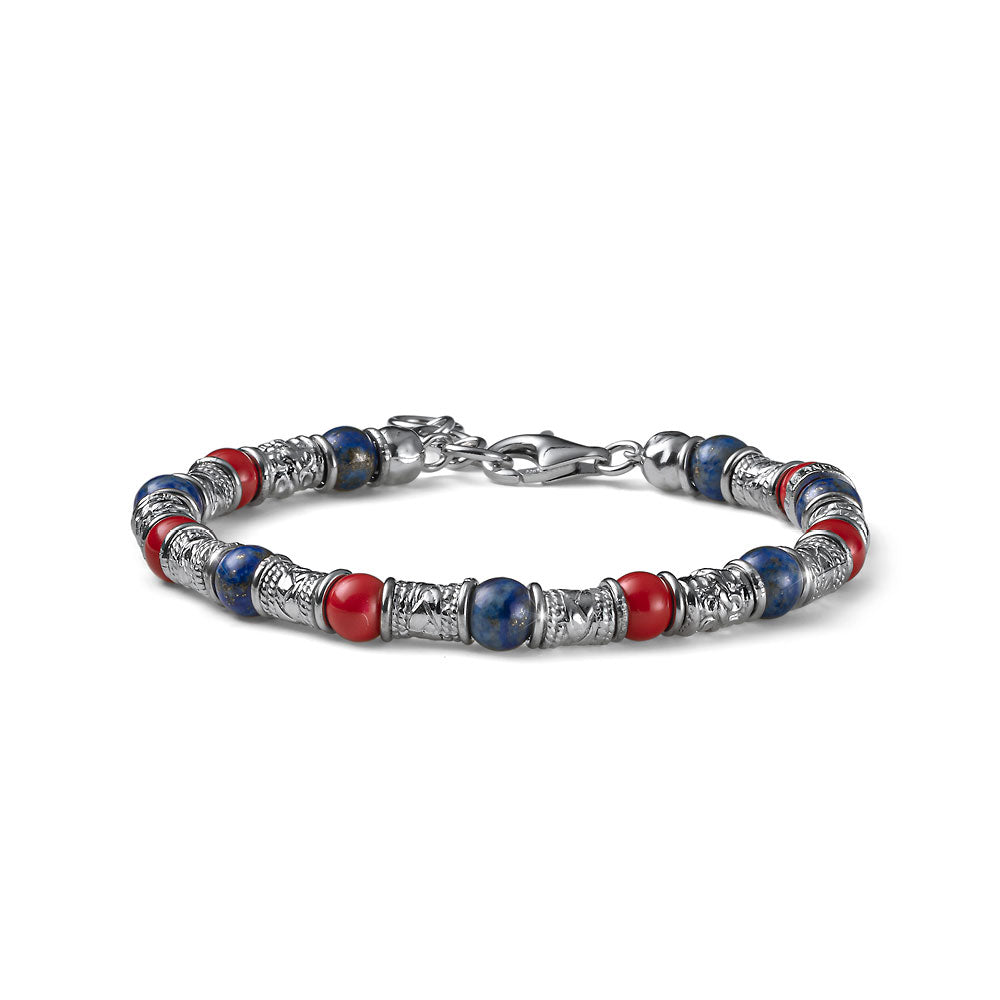 HERREN-ARMBAND SIENA BARILOTTI SILBER LAPIS UND KORALLE