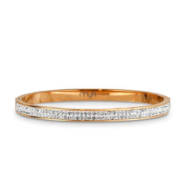 BRACCIALE RIGIDO PLACCATO IN ORO ROSA CON STRASS