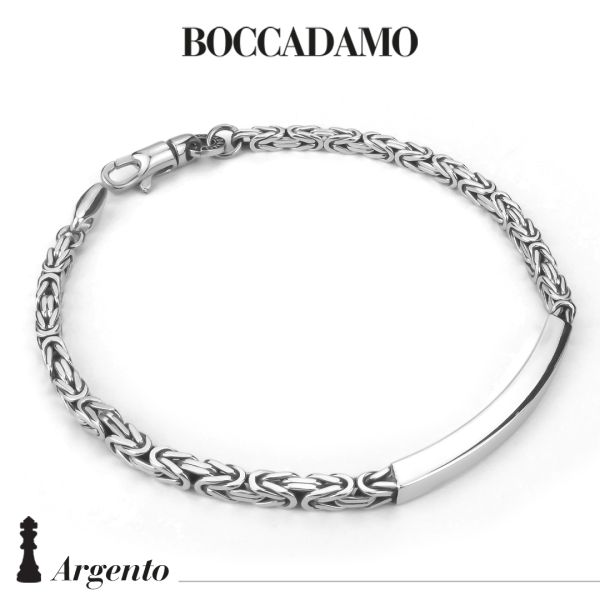 BRACCIALE MAGLIA BIZANTINA QUADRATA CON PIASTRINA