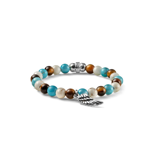 NIKE ELASTISCHES KINDERARMBAND, MISCHUNG AUS STEINEN UND SILBERNEM ANHÄNGER