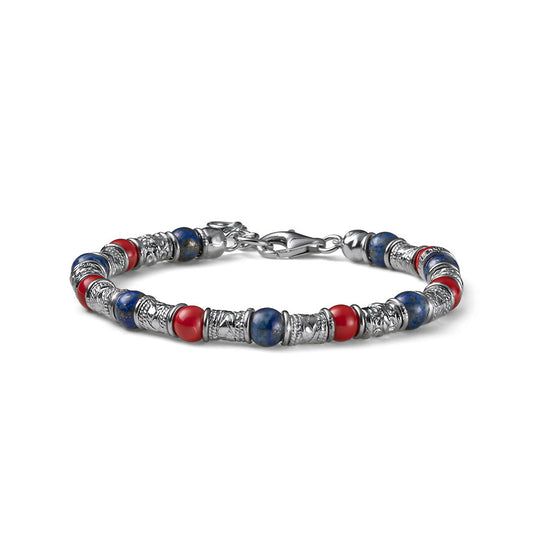 BRACCIALE UOMO SIENA BARILOTTI ARGENTO LAPIS E CORALLO