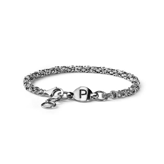 BRACCIALE UOMO INZIALI DEDICATO A TE IN ARGENTO INTRECCIATO SOTTILE