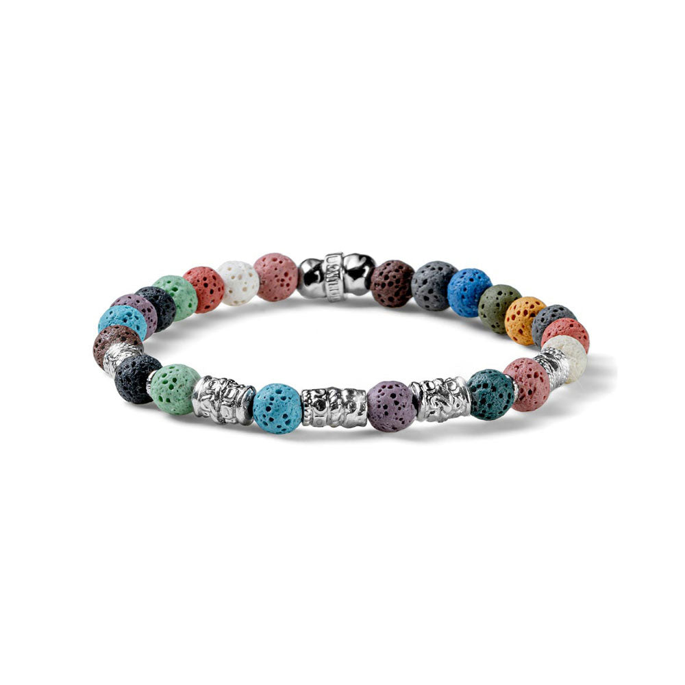 BRACCIALE UOMO ELASTICO SOUL LAVA MULTICOLOR E BARILOTTI ARGENTO