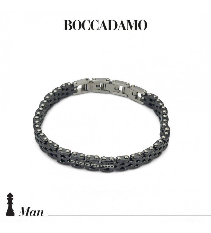 BOCCADAMO HERRENARMBAND AUS SCHWARZEM PVD MIT SCHWARZEM ZIRKONIA