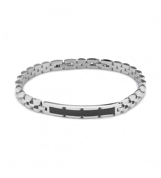 BOCCADAMO MODULARES HERRENARMBAND MIT SCHWARZEM PVD UND SCHWARZEM ZIRKONIA